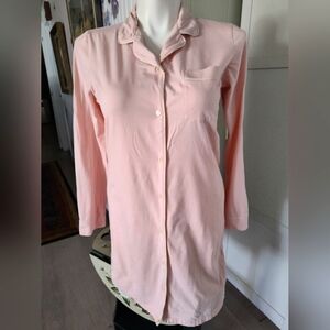 L.L. BEAN Sleepwear Women's Button Front Sleepshirt Soft Cotton Sz M 10-12 Pink